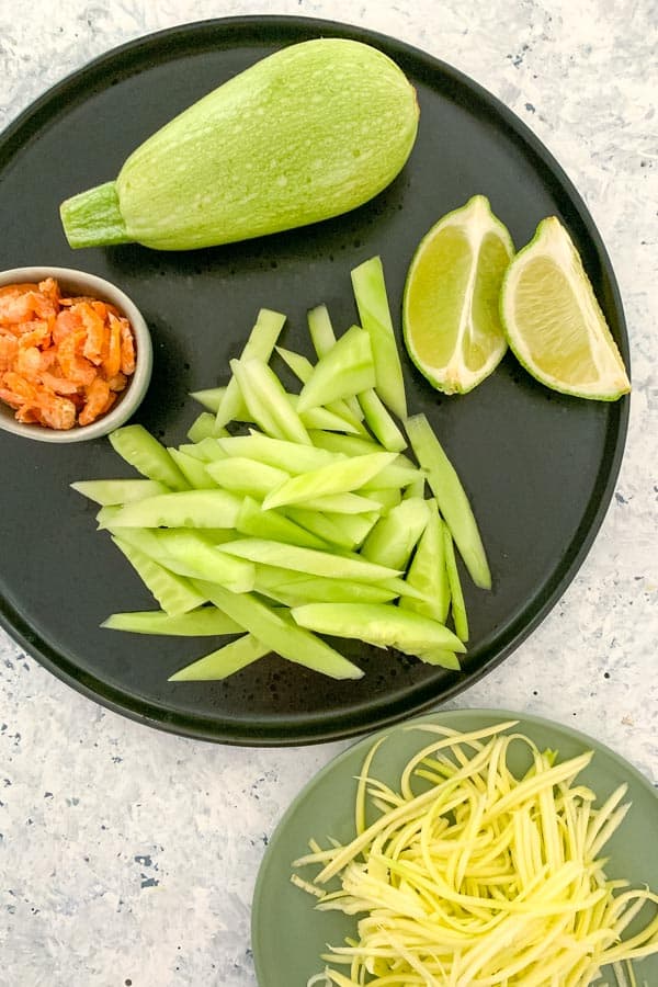 Zucchini and Cucumber Salad with Dried Shrimp