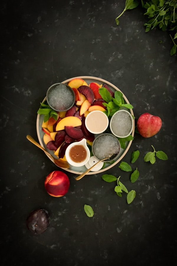Vegan Stone Fruit Salad with Tapioca Pearls