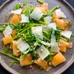 Cantaloupe Salad in a grey plate