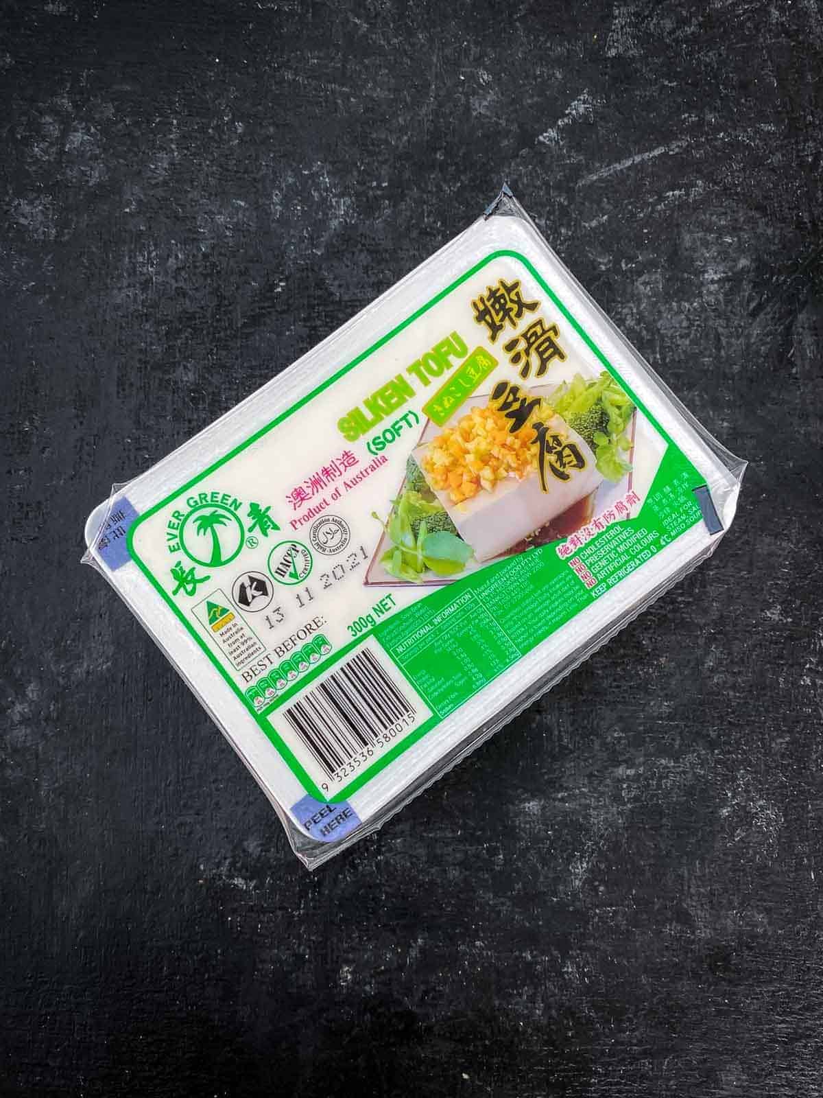 Silken tofu in it's packaging