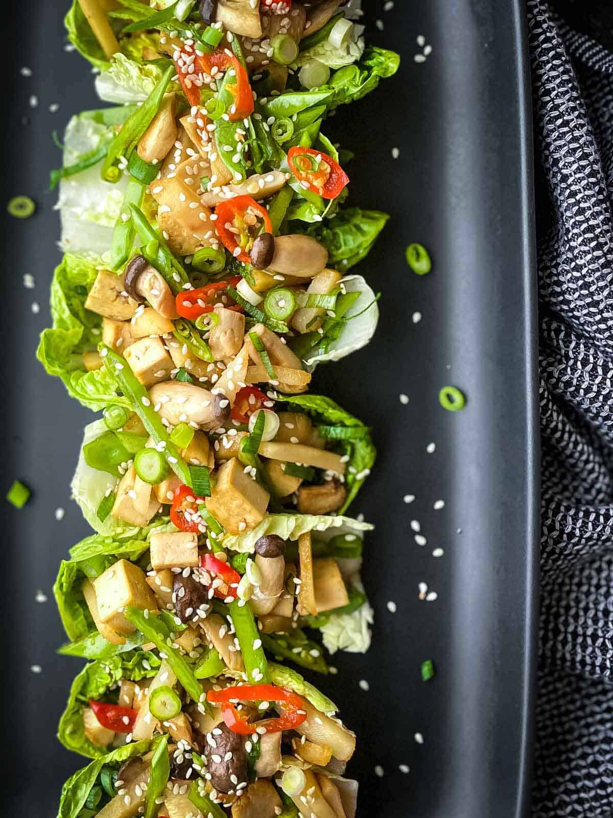 Mushroom and Water Chestnut Salad (Vegan Lettuce Wraps)