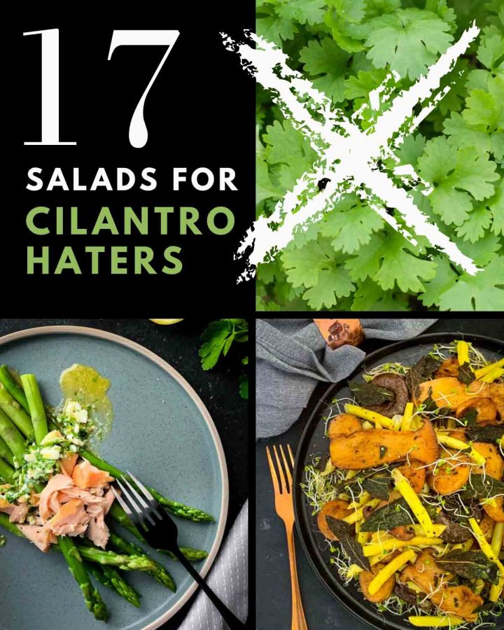Collage of 3 photos for Salads for Cilantro Haters