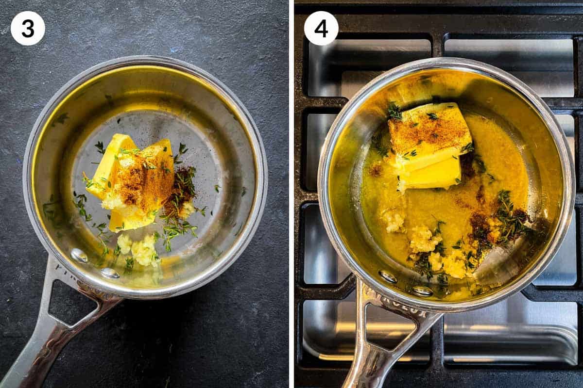Collage of 2 photos for how to make flavoured butter