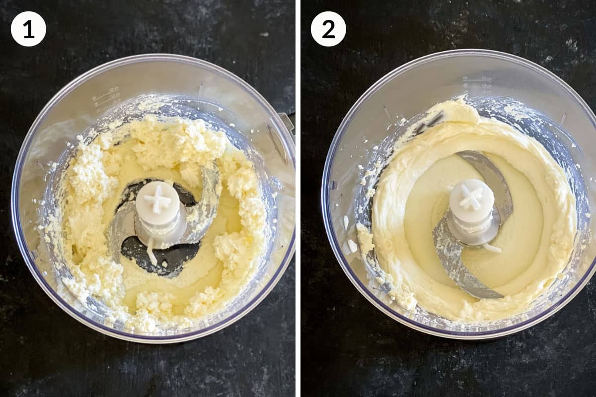 Collage of 2 photos for how to whip ricotta