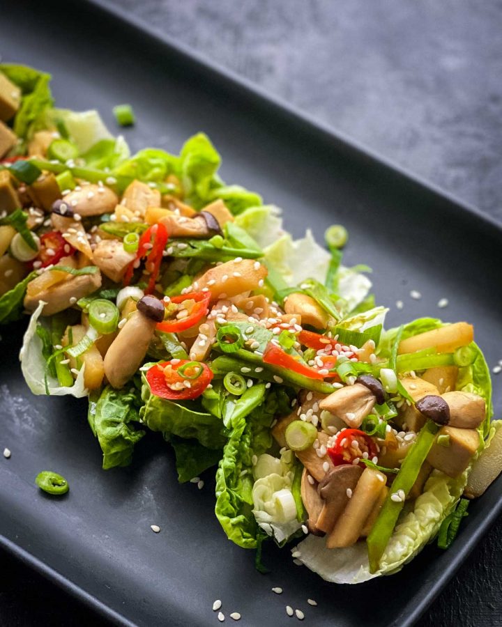 Mushroom and Water Chestnut Salad (Vegan Lettuce Wraps)