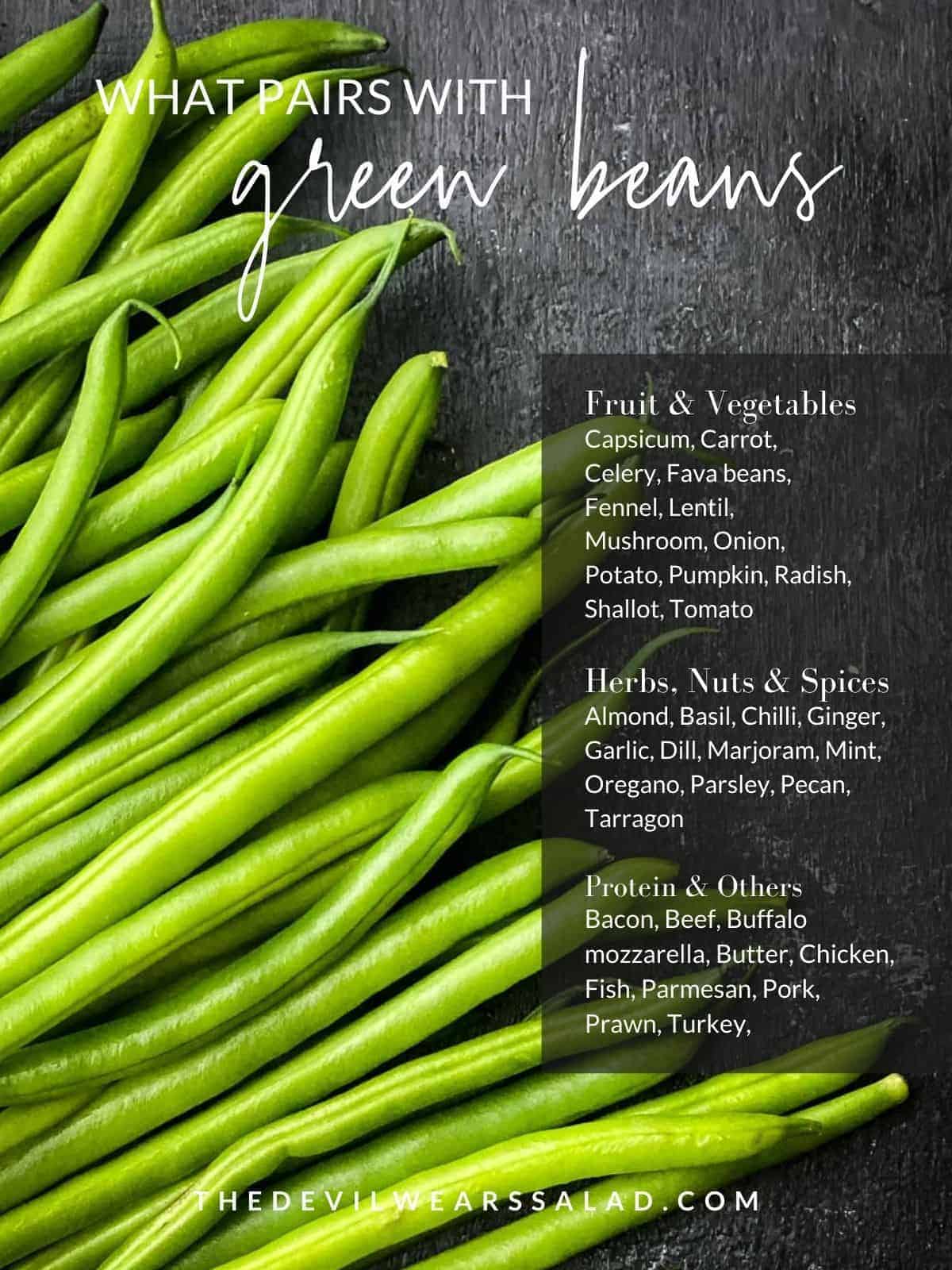 Lst of ingredients that goes well with green beans
