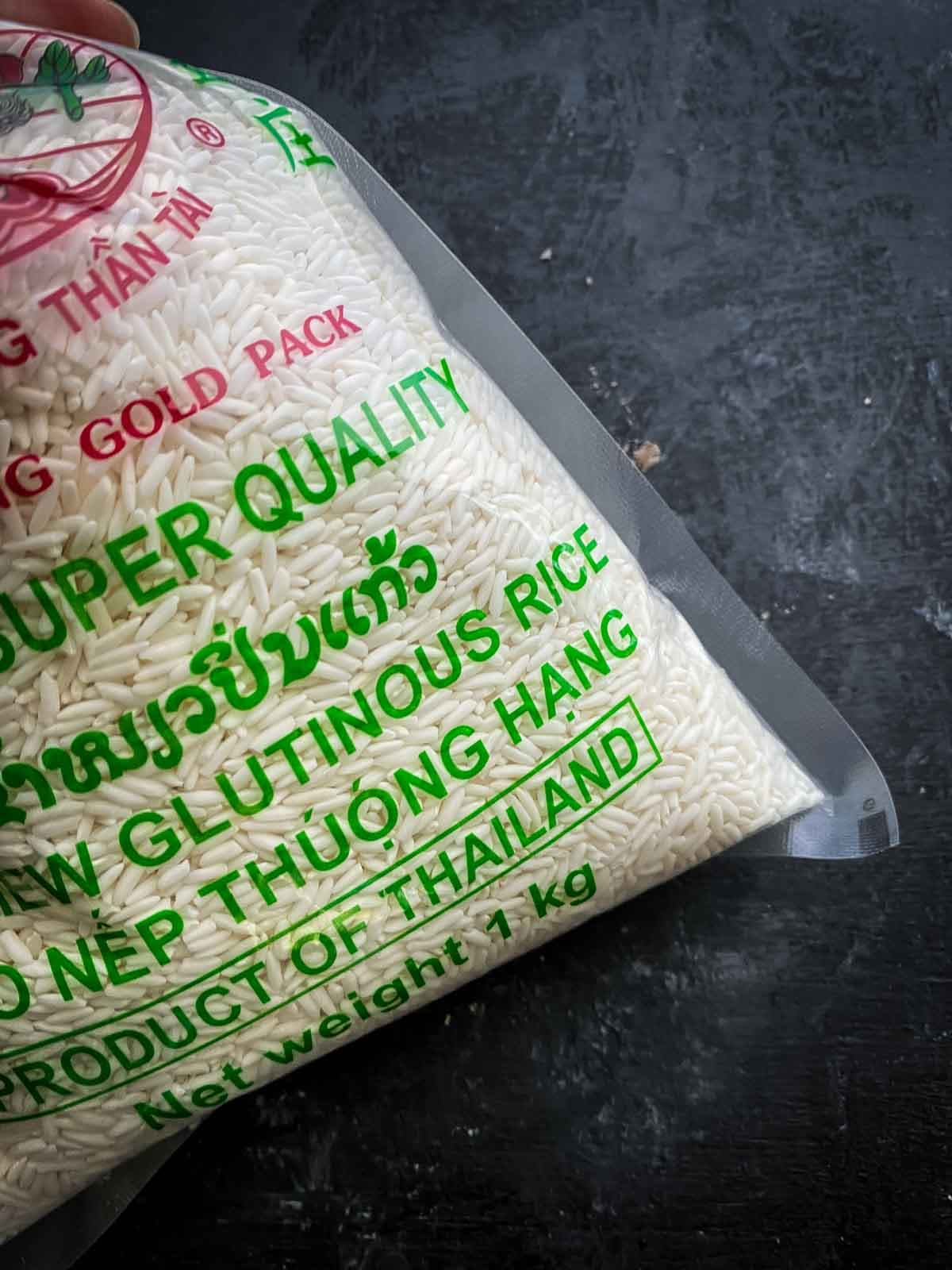a bag of glutinous rice in packaging