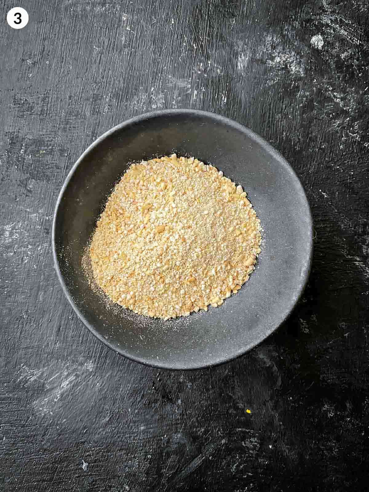 a small bowl of grounded rice powder