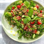 Vegan Quinoa Salad on a green plate