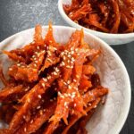 2 serves of Korean Dried Pollock with Gochujang in white bowls